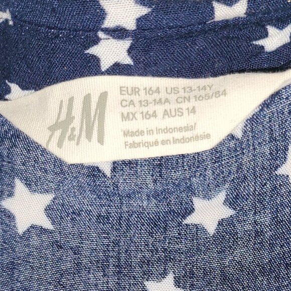 H&M | Navy Blue White Stars Front Tie Crop Top - Picture 6 of 8